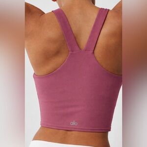 ALO Airbrush Real V Neck Racerback Bra Tank Pink Rose Mauve Large💎EUC Retail $78